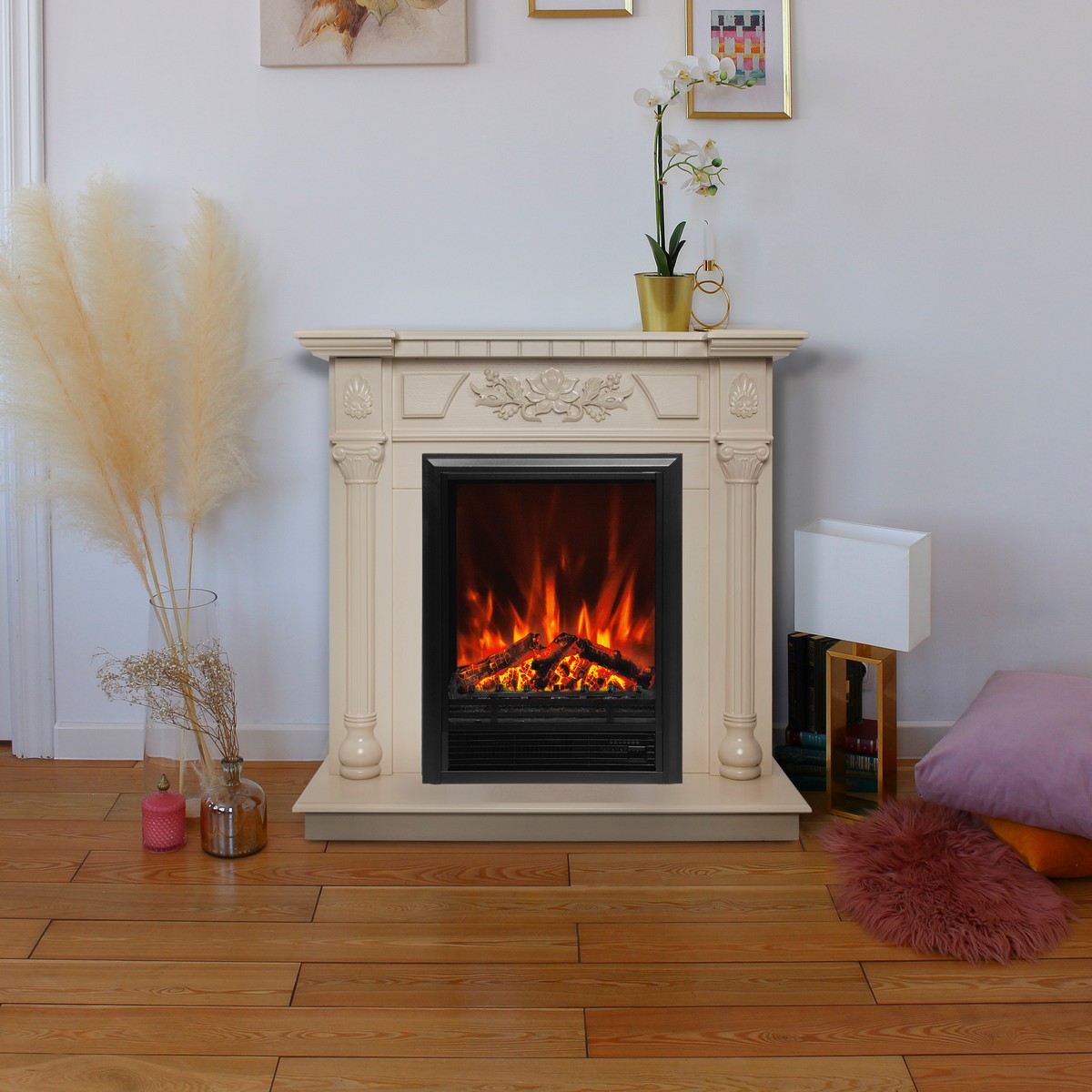 Электрокамин RealFlame Dacota WT белый дуб с очагом Eugene Электрокамин RealFlame Dacota WT белый дуб с очагом Eugene