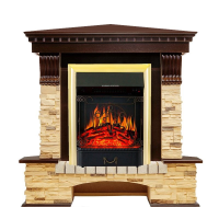 Каминокомплект Royal Flame Pierre Luxe сланец угловой с очагом Majestic FX Brass в ДНР