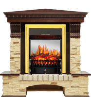 Каминокомплект Royal Flame Pierre Luxe сланец угловой с очагом Fobos FX M Brass в ДНР