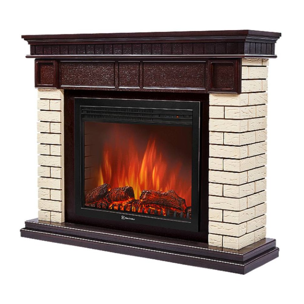 Каминокомплект Firelight Bricks 30 с очагом Electrolux EFP/P-3020LS N камень бежевый/шпон темный дуб в ДНР