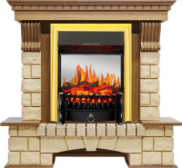 Каминокомплект Royal Flame Pierre Luxe шампань с очагом Fobos FX M Brass в ДНР