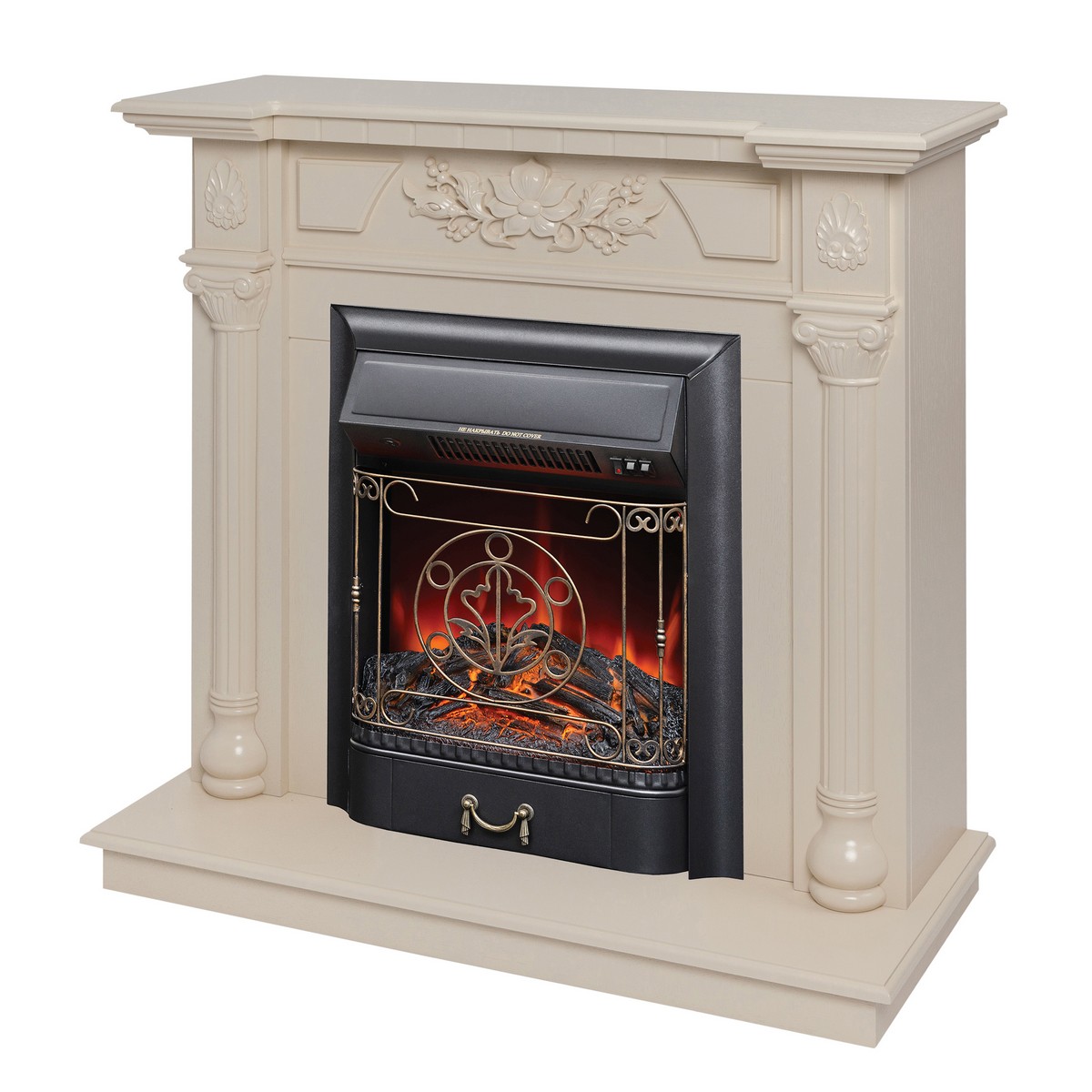 Электрокамин RealFlame Dacota WT белый дуб с очагом Majestic Lux Black Электрокамин RealFlame Dacota WT белый дуб с очагом Majestic Lux Black
