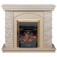 Электрокамин RealFlame Elford WT белый дуб с очагом Majestic Lux Brass Электрокамин RealFlame Elford WT белый дуб с очагом Majestic Lux Brass