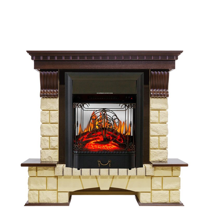 Каминокомплект Royal Flame Pierre Luxe шампань с очагом Majestic FX M Black в ДНР