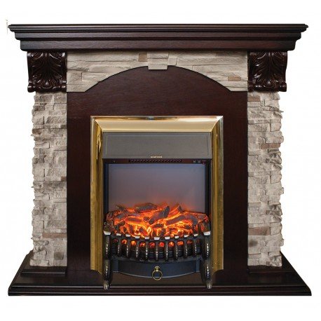 Каминокомплект RealFlame Dublin ROCKSTD/EUG AO очагом Fobos s Lux Black/Brass в ДНР