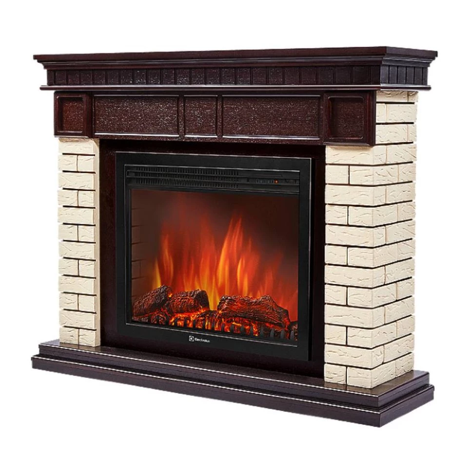 Каминокомплект Firelight Bricks 30 с очагом Electrolux EFP/P-3020LS камень бежевый/шпон темный дуб в ДНР