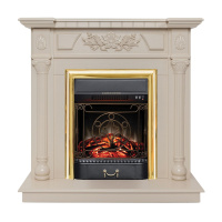 Электрокамин RealFlame Dacota WT белый дуб с очагом Majestic Lux Brass Электрокамин RealFlame Dacota WT белый дуб с очагом Majestic Lux Brass