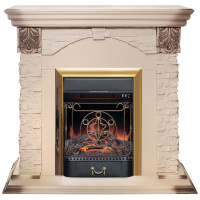 Электрокамин RealFlame Dublin Lux WT с очагом Majestic Lux Brass Электрокамин RealFlame Dublin Lux WT с очагом Majestic Lux Brass