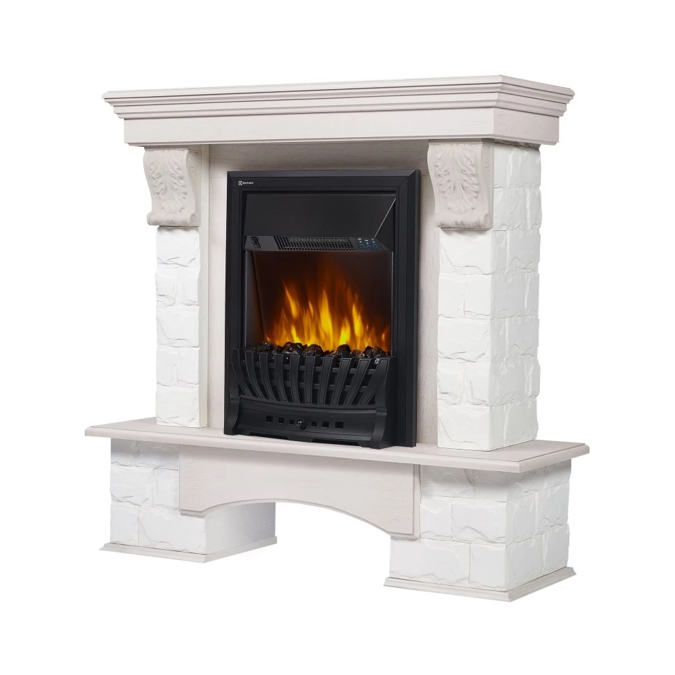 Каминокомплект Firelight Forte Wood Classic U угловой с очагом Electrolux EFP/P-1020LS камень белый/шпон беленый дуб в ДНР