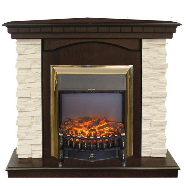 Каминокомплект RealFlame Elford Corner STD/EUG/25'5/HL AO с очагом Fobos s Lux Black/Brass в ДНР