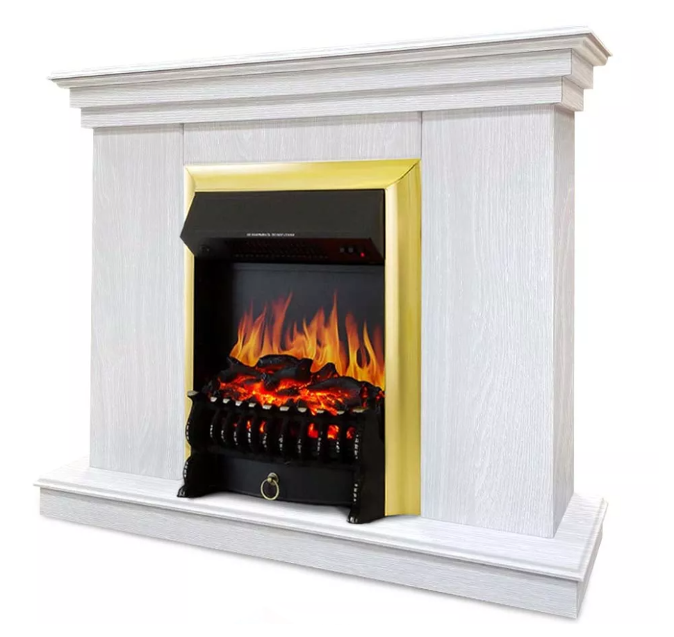 Каминокомплект Хорошие Камины Марс с очагом Royal Flame Fobos FX Brass белое дерево в ДНР