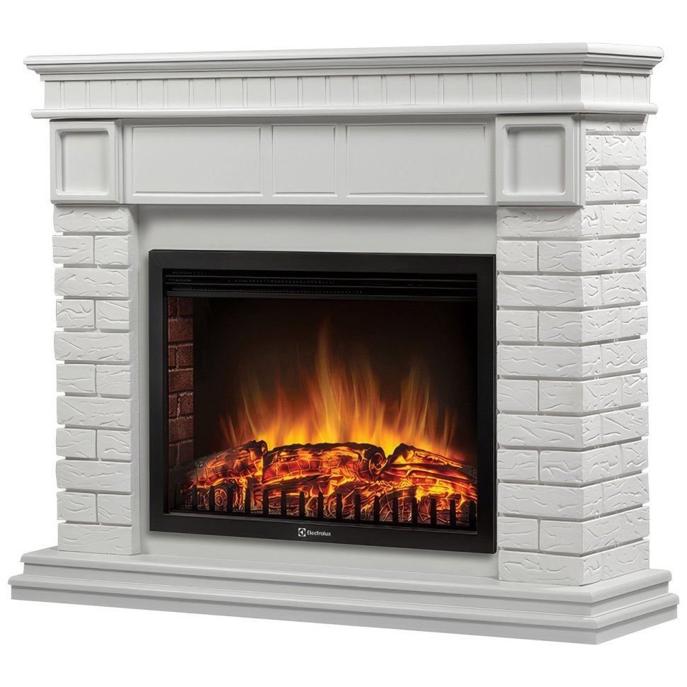 Каминокомплект Firelight Bricks 25 с очагом Electrolux EFP/P-2520LS N камень белый/белая эмаль в ДНР