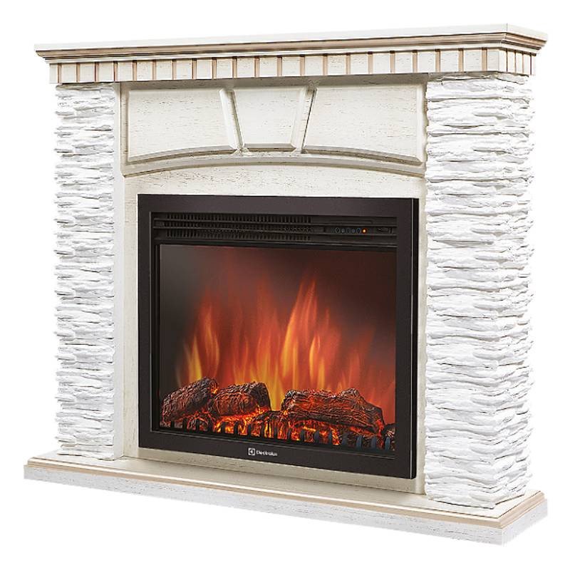 Каминокомплект Firelight Porto 30 с очагом Electrolux EFP/P-3020LS камень белый/шпон беленый дуб в ДНР