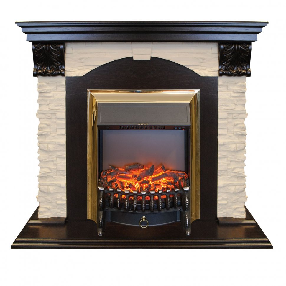 Каминокомплект RealFlame Dublin LUX  STD/EUG DN с очагом Fobos s Lux Black/Brass в ДНР