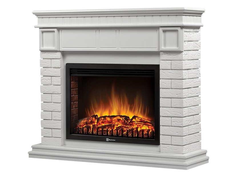 Каминокомплект Firelight Bricks 25 с очагом Electrolux EFP/P-2520LS камень белый/белая эмаль в ДНР