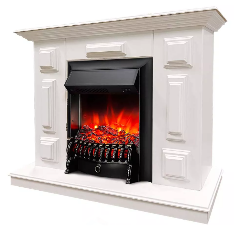 Каминокомплект Хорошие Камины Юпитер с очагом RealFlame Fobos Lux Black белый в ДНР