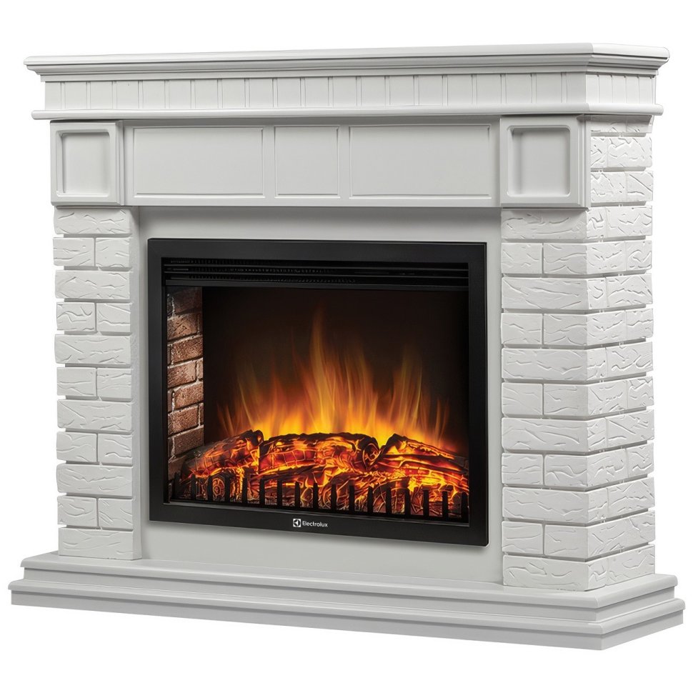 Каминокомплект Firelight Bricks 30 с очагом Electrolux EFP/P-3020LS N камень белый/белая эмаль в ДНР