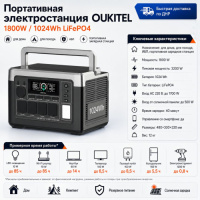 Портативная электростанция Oukitel P1000E PLUS 1800W / 1024Wh LiFePO4 в ДНР