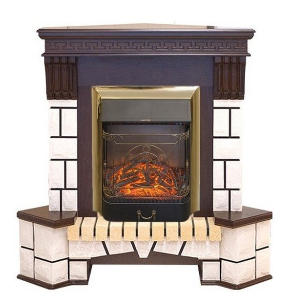 Каминокомплект RealFlame Stone Corner new STD/EUG AO (DN) с очагом Majestic s Lux Black/Brass в ДНР