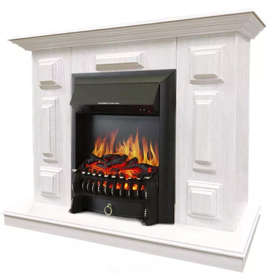 Каминокомплект Хорошие Камины Юпитер с очагом Royal Flame Fobos FX Black белое дерево в ДНР