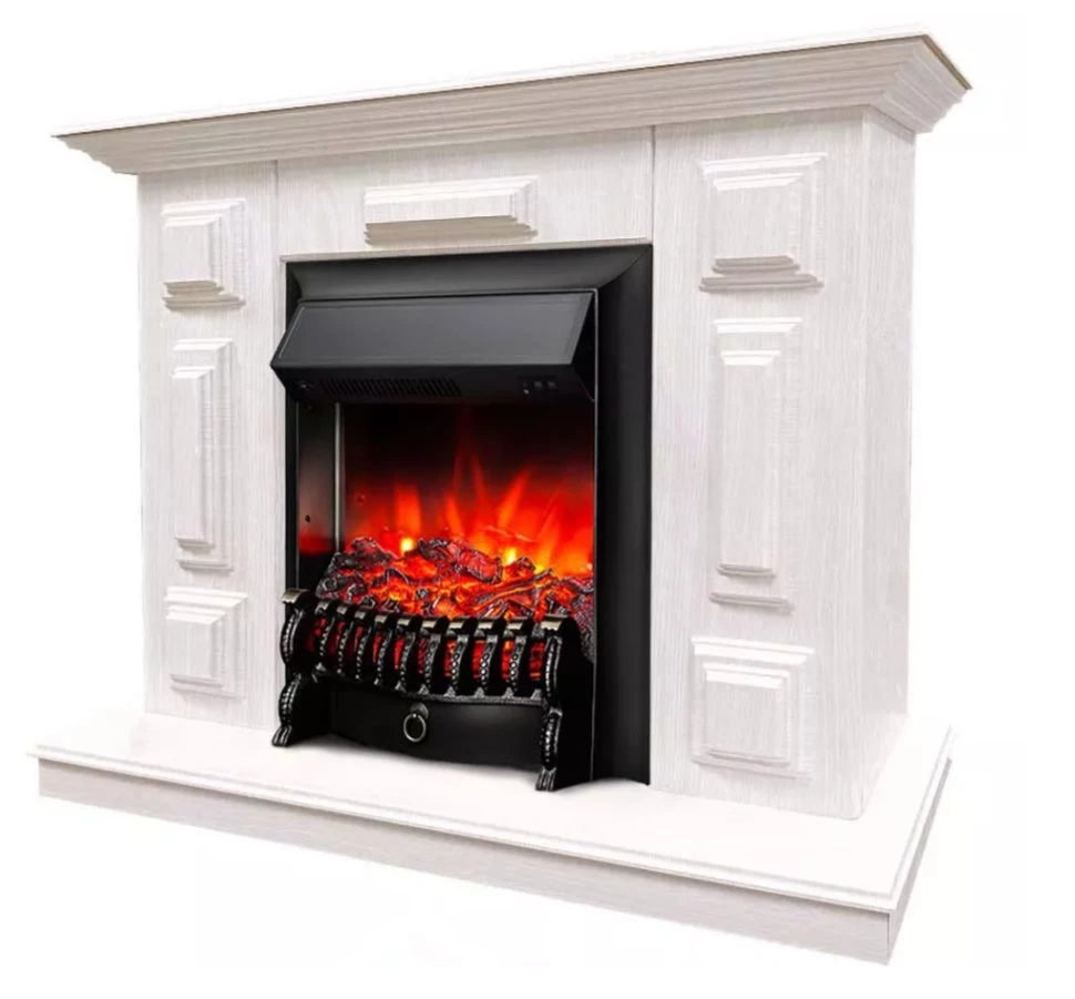 Каминокомплект Хорошие Камины Юпитер с очагом RealFlame Fobos Lux Black белое дерево в ДНР