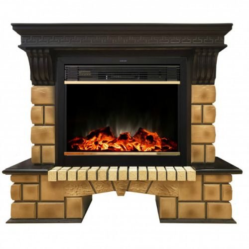 Каминокомплект RealFlame Stone Brick 26 с очагом MoonBlaze LUX Black/Brass в ДНР