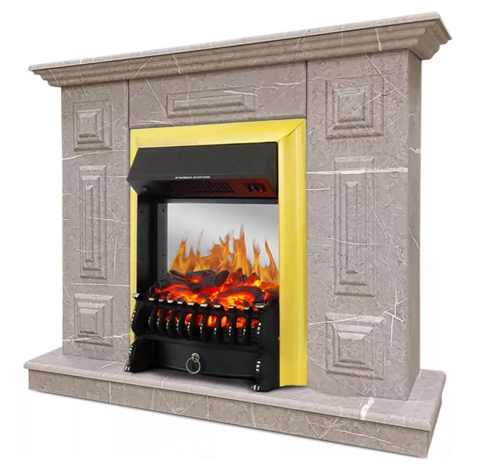 Каминокомплект Хорошие Камины Юпитер с очагом Royal Flame Fobos FX M Brass мрамор в ДНР
