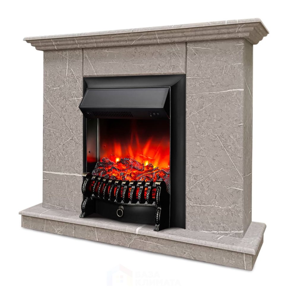 Каминокомплект Хорошие Камины Марс с очагом RealFlame Fobos Lux Black мрамор в ДНР