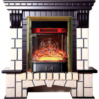 Каминокомплект Interflame Экстер М темный дуб с очагом Majestic FX M Brass в ДНР
