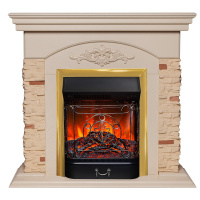 Электрокамин RealFlame Neapolis WT айвори с очагом Majestic Lux Brass Электрокамин RealFlame Neapolis WT айвори с очагом Majestic Lux Brass