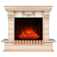 Электрокамин RealFlame Gracia 24/25,5 WT белый дуб с золотой патиной с очагом Evrika 25,5 LED Электрокамин RealFlame Gracia 24/25,5 WT белый дуб с золотой патиной с очагом Evrika 25,5 LED