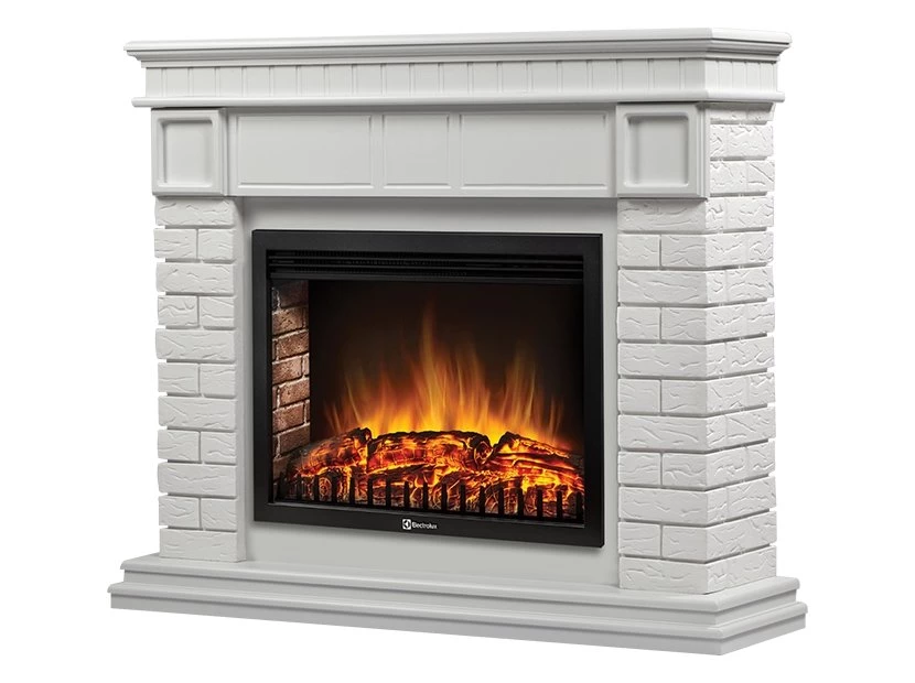 Каминокомплект Firelight Bricks 30 с очагом Electrolux EFP/P-3020LS камень белый/белая эмаль в ДНР