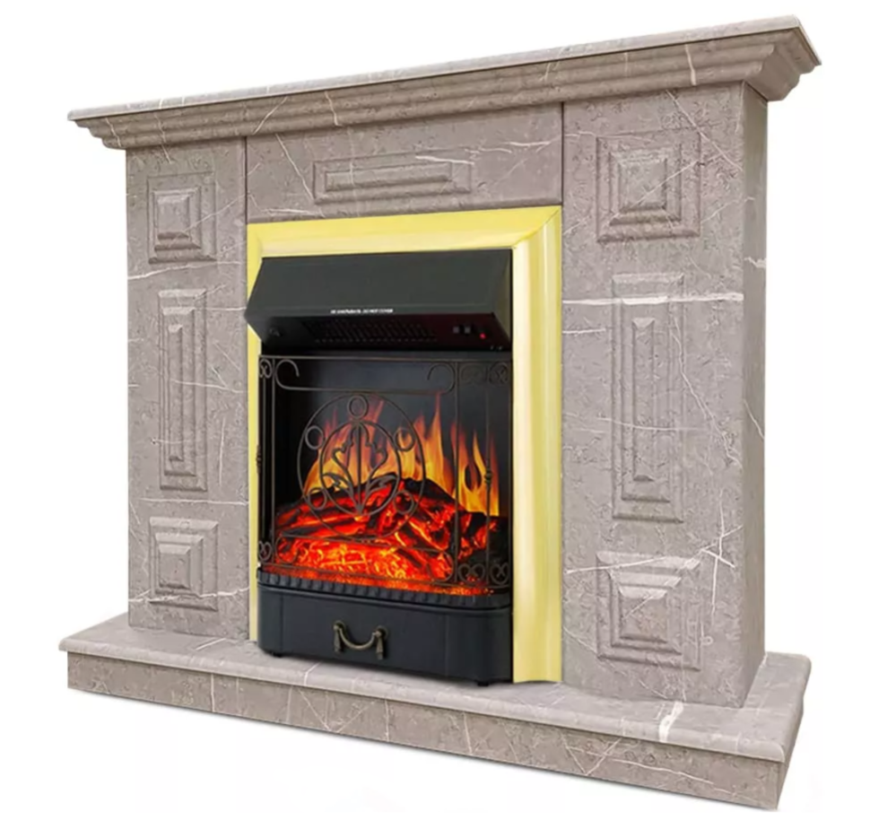 Каминокомплект Хорошие Камины Юпитер с очагом Royal Flame Majestic FX Brass мрамор в ДНР
