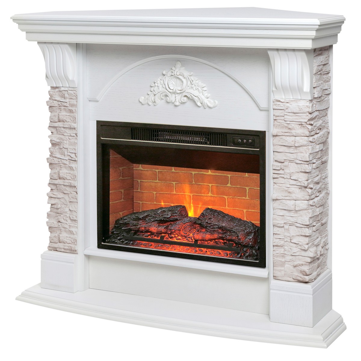 Электрокамин RealFlame Athena Corner GR белый с очагом Irvine 24 Электрокамин RealFlame Athena Corner GR белый с очагом Irvine 24