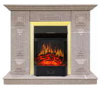 Каминокомплект Хорошие Камины Юпитер с очагом Royal Flame Majestic FX Brass мрамор в ДНР
