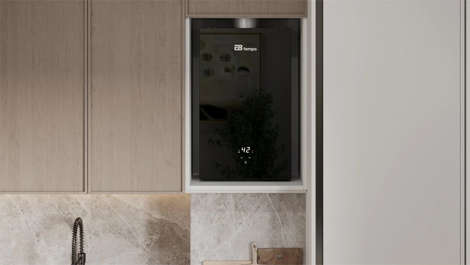 Проточный газовый водонагреватель E8 tempo E8WCY24 (черная стеклянная панель) в ДНР