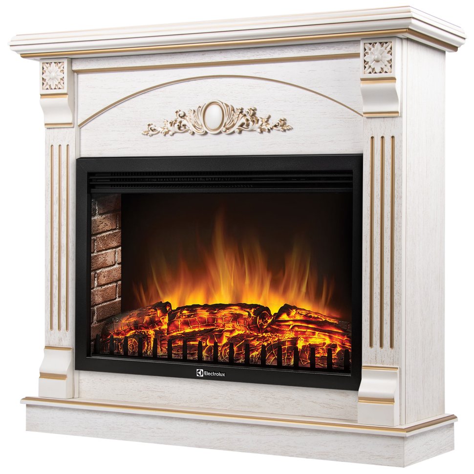 Каминокомплект Firelight Barocco 30 с очагом Electrolux EFP/P-3020LS шпон белый дуб с золотой патиной в ДНР