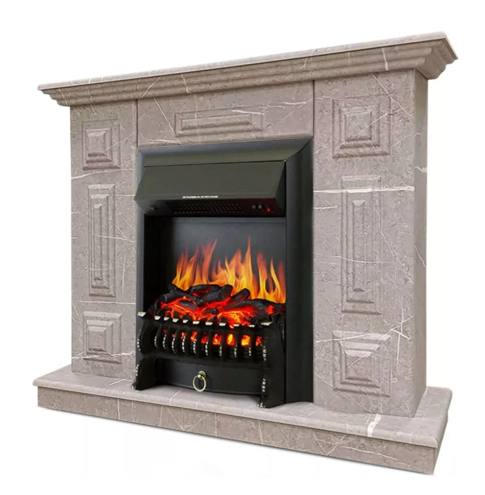 Каминокомплект Хорошие Камины Юпитер с очагом Royal Flame Fobos FX Black мрамор в ДНР