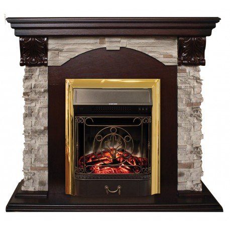 Каминокомплект RealFlame Dublin ROCKSTD/EUG AO с очагом Majestic s Lux Black/Brass в ДНР