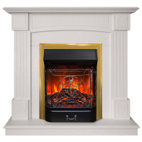 Электрокамин RealFlame Andrea WT фактурный белый с очагом Majestic Lux Brass Электрокамин RealFlame Andrea WT фактурный белый с очагом Majestic Lux Brass