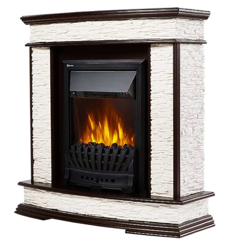 Каминокомплект Firelight Scala Classic с очагом Electrolux EFP/P-1020LS сланец скалистый белый/шпон тёмный дуб в ДНР