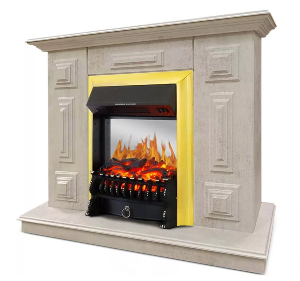Каминокомплект Хорошие Камины Юпитер с очагом Royal Flame Fobos FX M Brass цемент в ДНР
