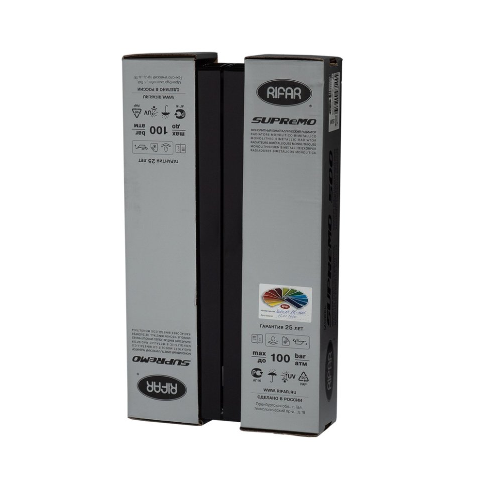 Биметаллический радиатор отопления Rifar Supremo Ventil SVR 350 4 секции нижнее правое подключение антрацит в ДНР