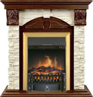 Каминокомплект Royal Flame Dublin (Разборный) с очагом Fobos FX Brass орех каньон/сланец в ДНР