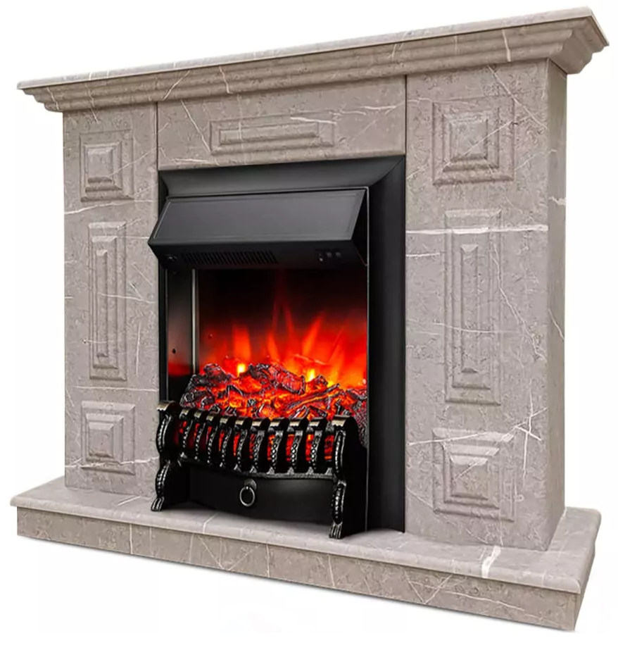 Каминокомплект Хорошие Камины Юпитер с очагом RealFlame Fobos Lux Black мрамор в ДНР
