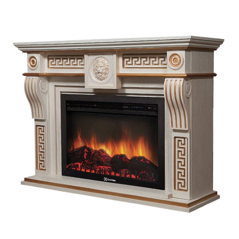 Каминокомплект Firelight Vittoriano 30 с очагом Electrolux EFP/P-3020LS беленый дуб с золотой патиной в ДНР