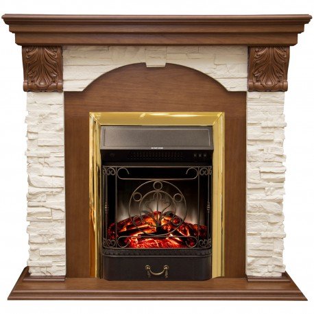 Каминокомплект RealFlame Dublin LUX STD/EUG AO с очагом Majestic s Lux Black/Brass в ДНР
