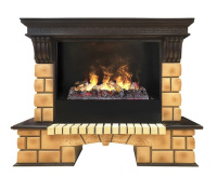 Каминокомплект RealFlame Stone Brick 26 AO с очагом 3D Cassette 630/Black вставка в ДНР