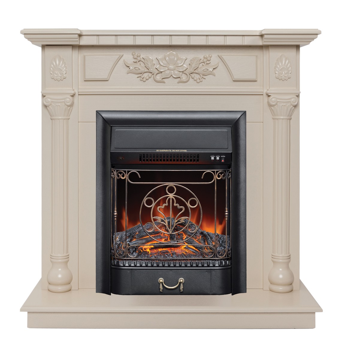 Электрокамин RealFlame Dacota WT белый дуб с очагом Majestic Lux Black Электрокамин RealFlame Dacota WT белый дуб с очагом Majestic Lux Black