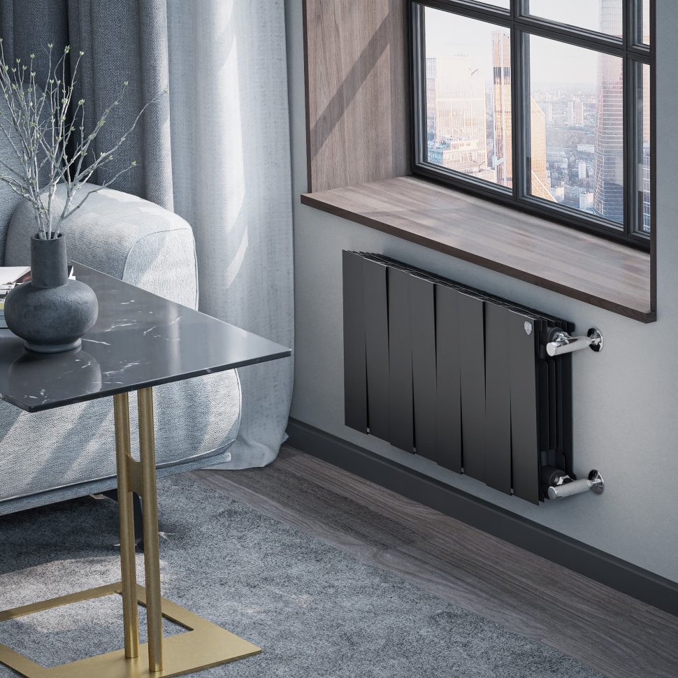 Биметаллический радиатор отопления Royal Thermo PianoForte 300 чёрный 8 секций в ДНР